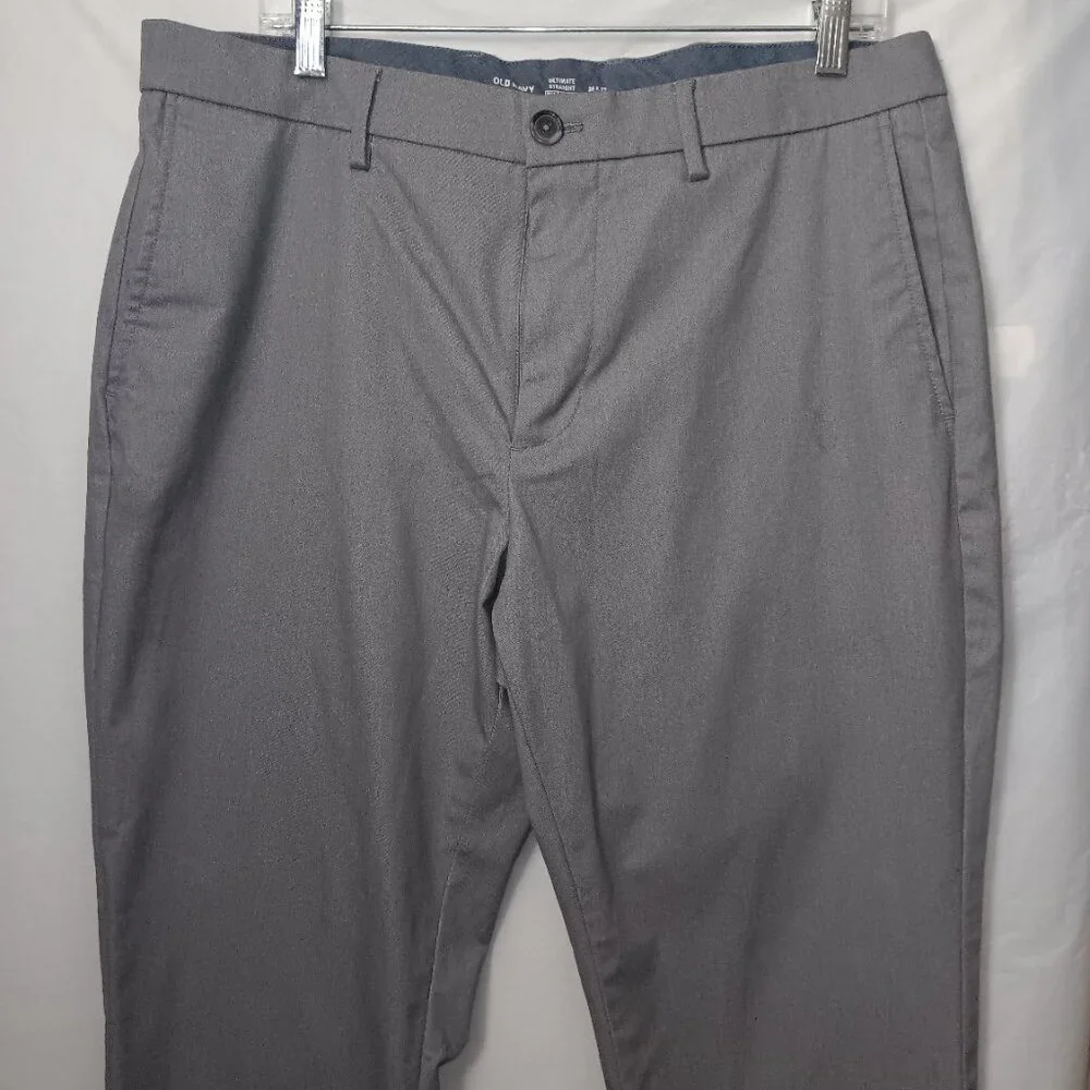 OLD NAVY FLEX ULTIMATE STRAIGHT LEG PANTS GRAY SIZE 36X32